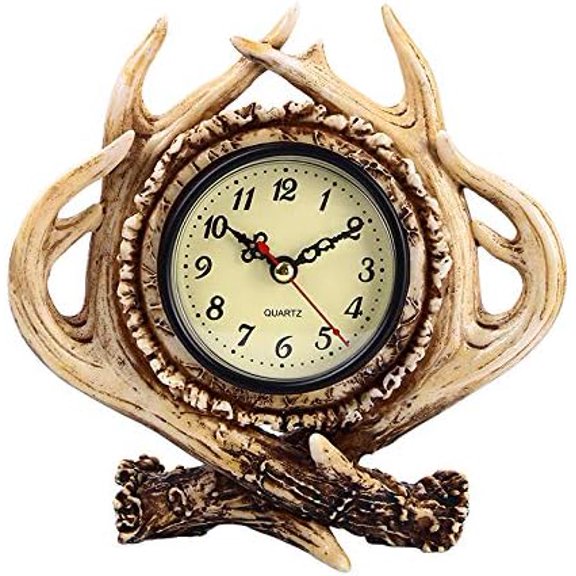 Desk Clock for Table DecorAntler Decor,Deer Antler Table Clock Horn Clock  Battery Operated for Fireplace Mantel, Living Room, Bedroom$$Home Decor, Kitchen, & Other