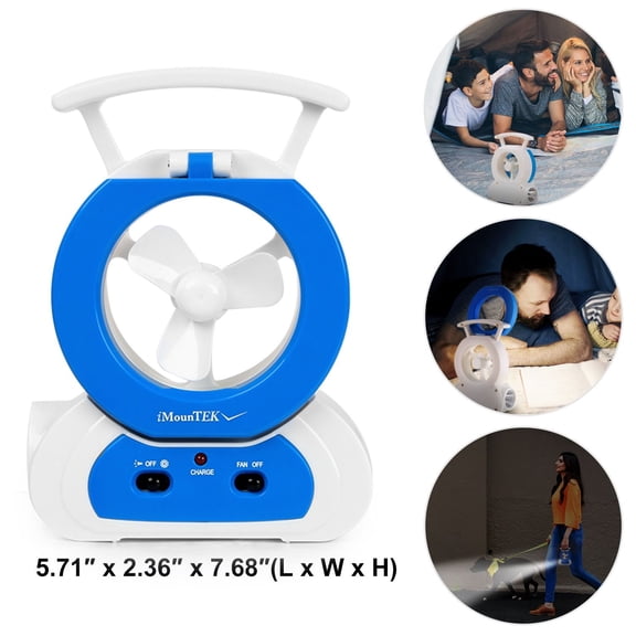 Desk Cooling Fan w/180 Adjustable LED Lamp Baby Stroller Fan Emergency Flashlight Torch