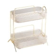 thumbnail image 1 of Desk Cosmetics Rack Vanity Perfume Storage Holder 2 Tiers Buffet Serving Tray Kitchen Countertop Organizer for Tabletop Bathroom Restaurants White, 1 of 8