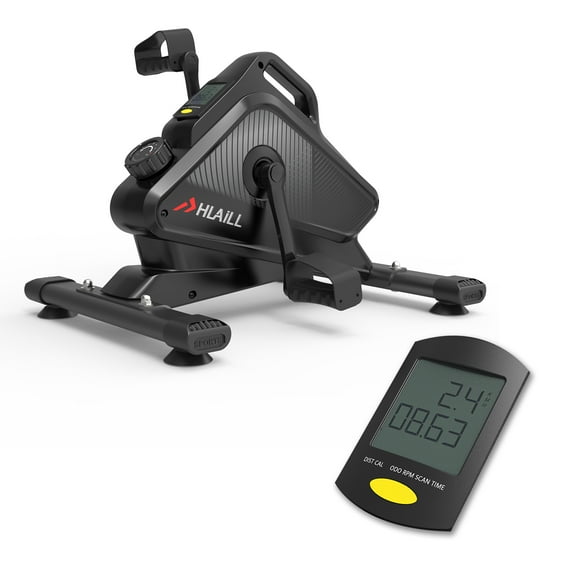 Under Desk Cycle,Pedal Exerciser,Under Desk Bike Elliptical Machine with Built in Display Monitor, Mini Desk Cycle Resistance Exercise Quiet & Compact Electric Machine Trainer