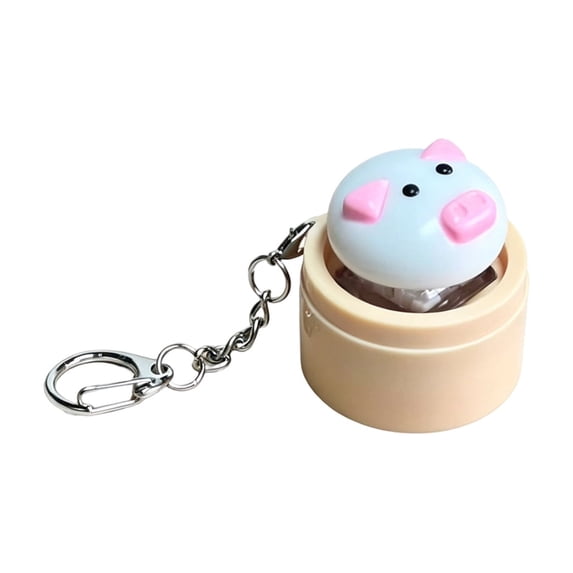 Desk Decor & Accessory, Clicking Squeeze Toys, Relaxation Squeeze Toys, Squeeze Keychain, 2X2 Inch Cute Pig Press Light Up Mini Sensory Desktop Ornament Gift with Durable Key