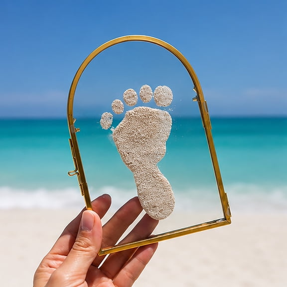 Desk Decor Gold Arched Keepsake Frame for Baby Footprints Handprints Display Stand 1pc （10*15cm）