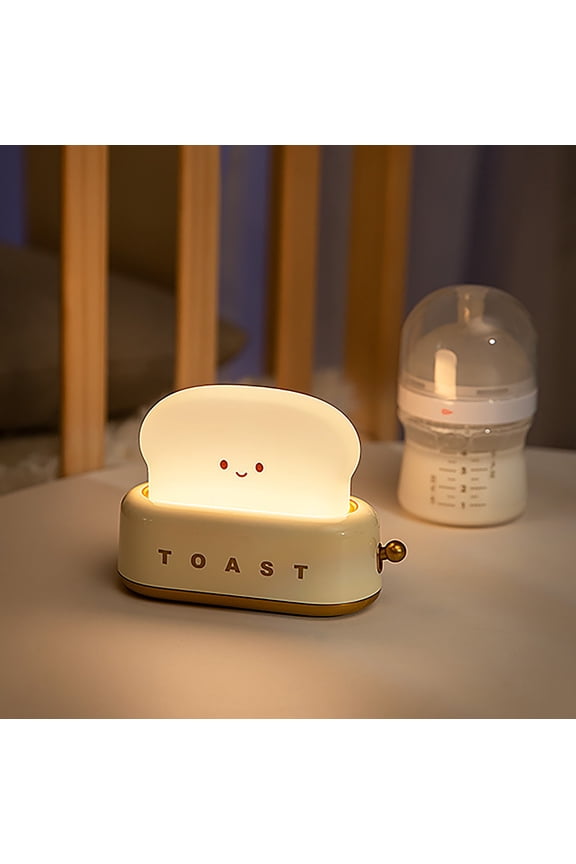 Desk Decor Toaster Lamp,Rechargeable Small Lamp with Smile Face Toast Bread Cute Toaster Shape Room Decor Night Light for Bedroom,Bedside,Living Room,Dining,Desk Decorations,Gift(Yellow)