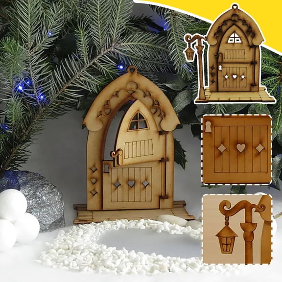 Desk Decor,Wooden Craft Door Door. Wooden Kit Assembly Three- Door Home Decor