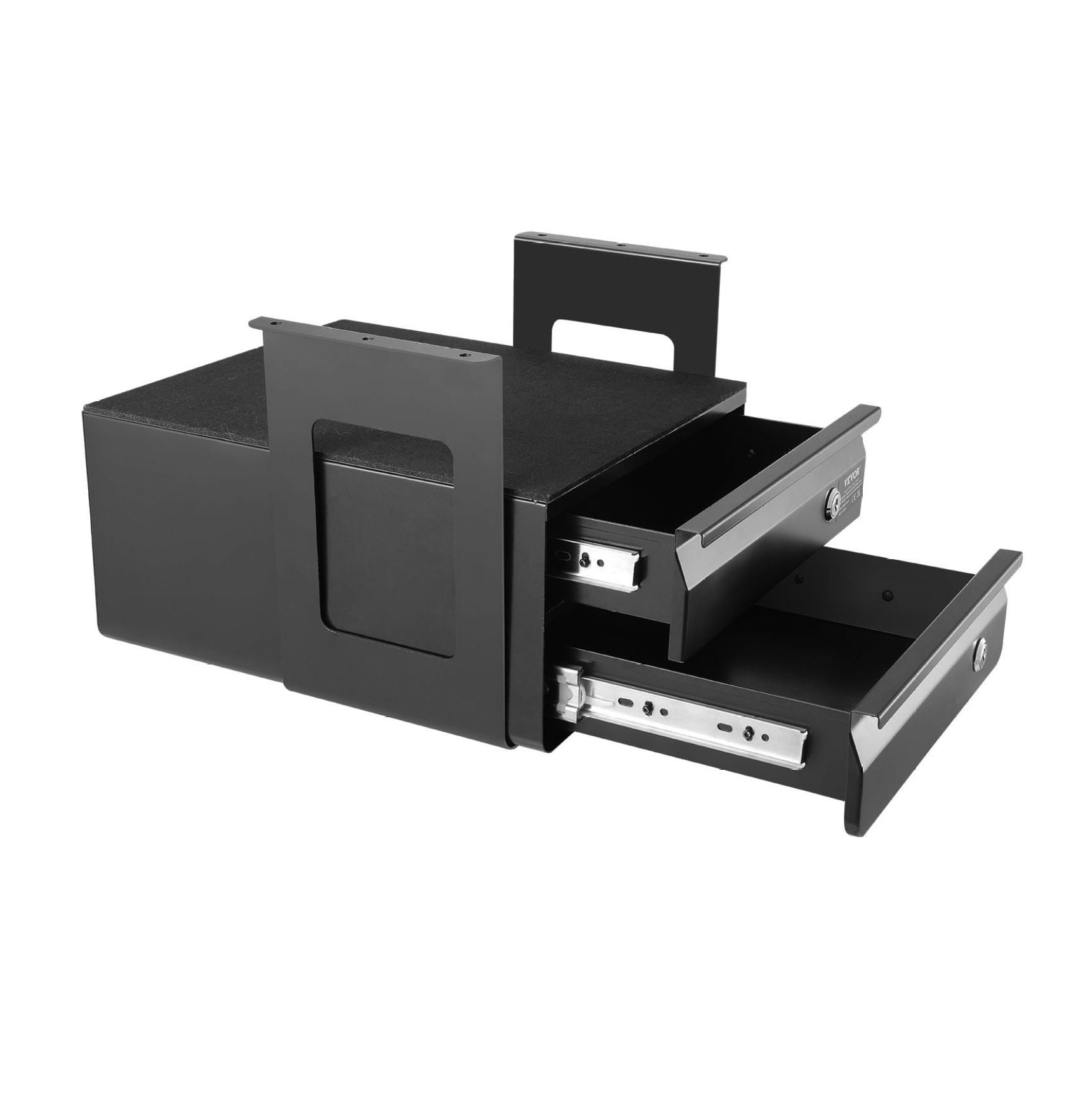 Under Desk Drawer, 13" Wide Slide Out Organizer, Lockable Hidden Storage, Undermount Pull-out Drawer for Desk, 2 Layer Desktop Organizer, Sit Stand Workstation