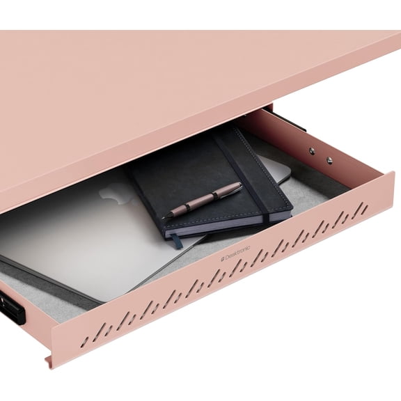 Under Desk Drawer  Hidden Under-Desk Storage Organizer, Easy Install, Large Capacity Metal Sliding Drawer for Home Office, Standing Desk & Workstation (Pink)