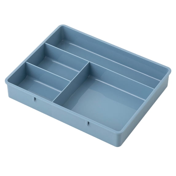 Desk Drawer Organizer, 4-Compartment Plastic Stackable Tray, Shallow Drawer Organizer for Office, Home & Makeup Storage