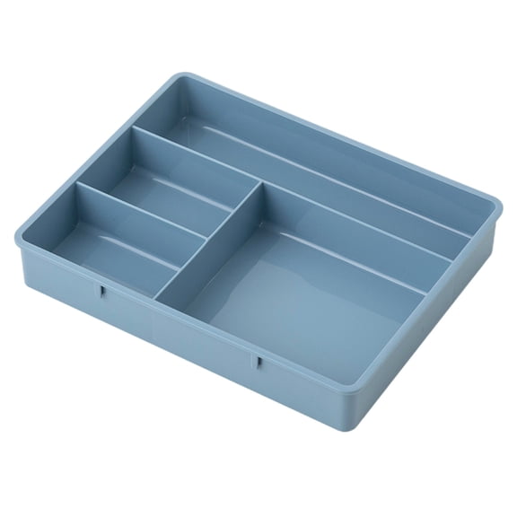 Desk Drawer Organizer, 4-Compartment Plastic Stackable Tray, Shallow Drawer Organizer for Office, Home & Makeup Storage