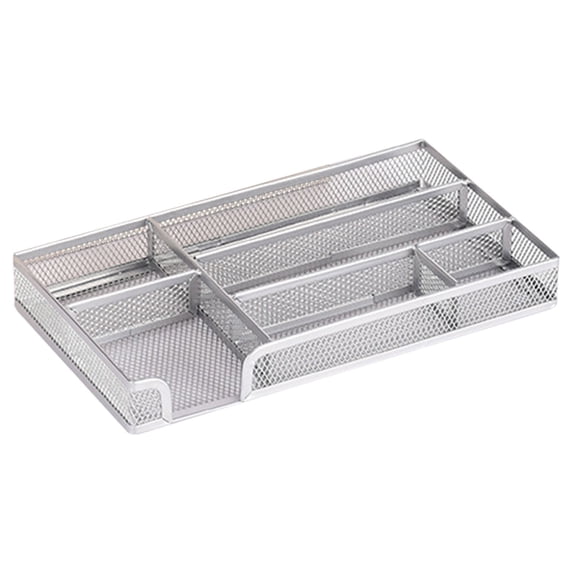 Desk Drawer Organizer,Office Drawer Divider Organizer Tray with 6 Compartments,Metal Mesh Desktop Organization and Accessories for Desktop,Bathroom,Kitchen,Makeup,Vanity,11x6.1x1.38 inch
