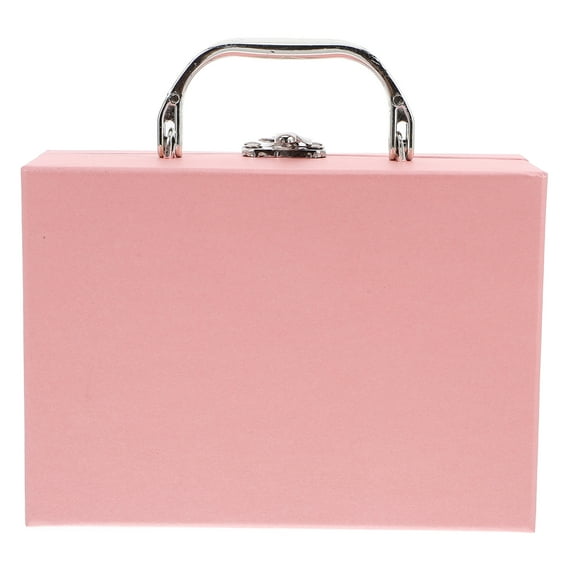Desk Drawer Organizer Paper Suitcase with Handle Storage Box Pink 17.00X12.00X6.50CM