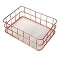 thumbnail image 1 of Desk Drawer Organizer Rose Gold Wire Basket Metal Mesh Holder for Storage Cosmetic Stationery, 1 of 7