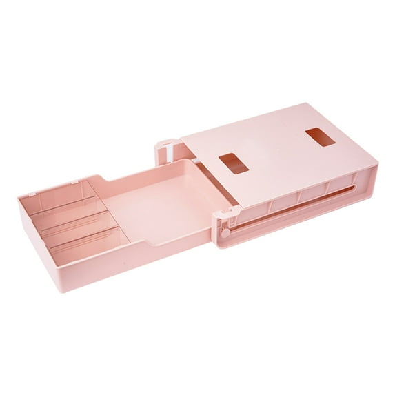 Under Desk Drawer Storage Box Wide Expandable Selfadhesive Drawer Hidden Drawer Storage Box Storage Set Suitable For Office School Home Desk White Storage Case,Pink,Plastic