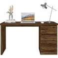 thumbnail image 1 of Desk with Drawers, 53'' W Home Office Computer Desk Gaming Table, Modern Vanity Desk with Storage, Wood Writing Workstation for Bedroom, Living Room, Classic Oak, 1 of 5
