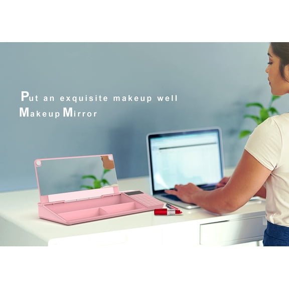 Desk Dry Erase Board With Detachable Calculator Small Glass Desktop Whiteboard - White Board- Computer Buddy For Home Office Supply Pink 17 X 6 In