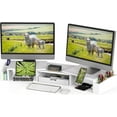 thumbnail image 1 of Desk Dual Monitor Stand Riser with Drawer, White, 1 of 10