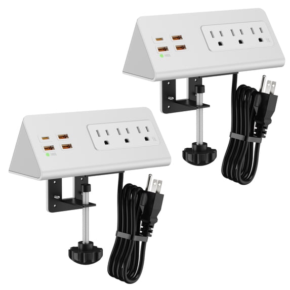 Desk Edge Power Strip, 7-in-1 USB-C Outlet, PD20W Fast Charging, Multi-Functional Socket for Home/Office, 5.6ft Cord