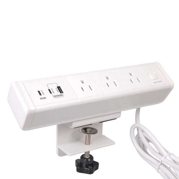 Desk Edges Mounted Power Strips with USB C Fast Charging Port and 3AC Outlets for Hotel Dormitory Use