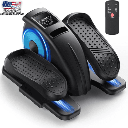 Under Desk Electric Elliptical Machine, Electric Ellipse Leg Exerciser for Seniors with 12 Adjustable Modes, Portable and Quiet Pedal Exerciser with Remote Control and LCD Display Monitor