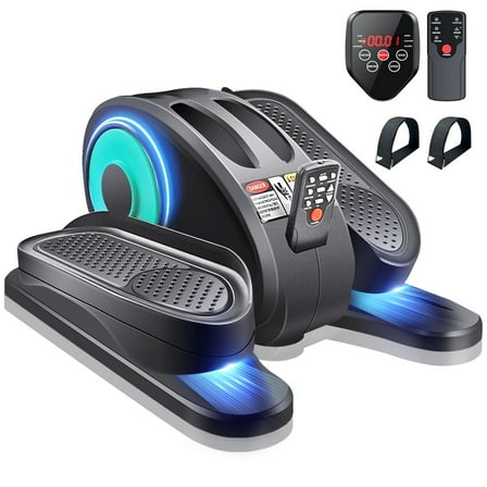 Under Desk Elliptical - Leg Exerciser Machines for Seniors, Seated Elliptical with Remote Control, LCD Display Electric Elliptical Trainers for Home, Ellipse Leg Exerciser with Pedal Straps, Giftable