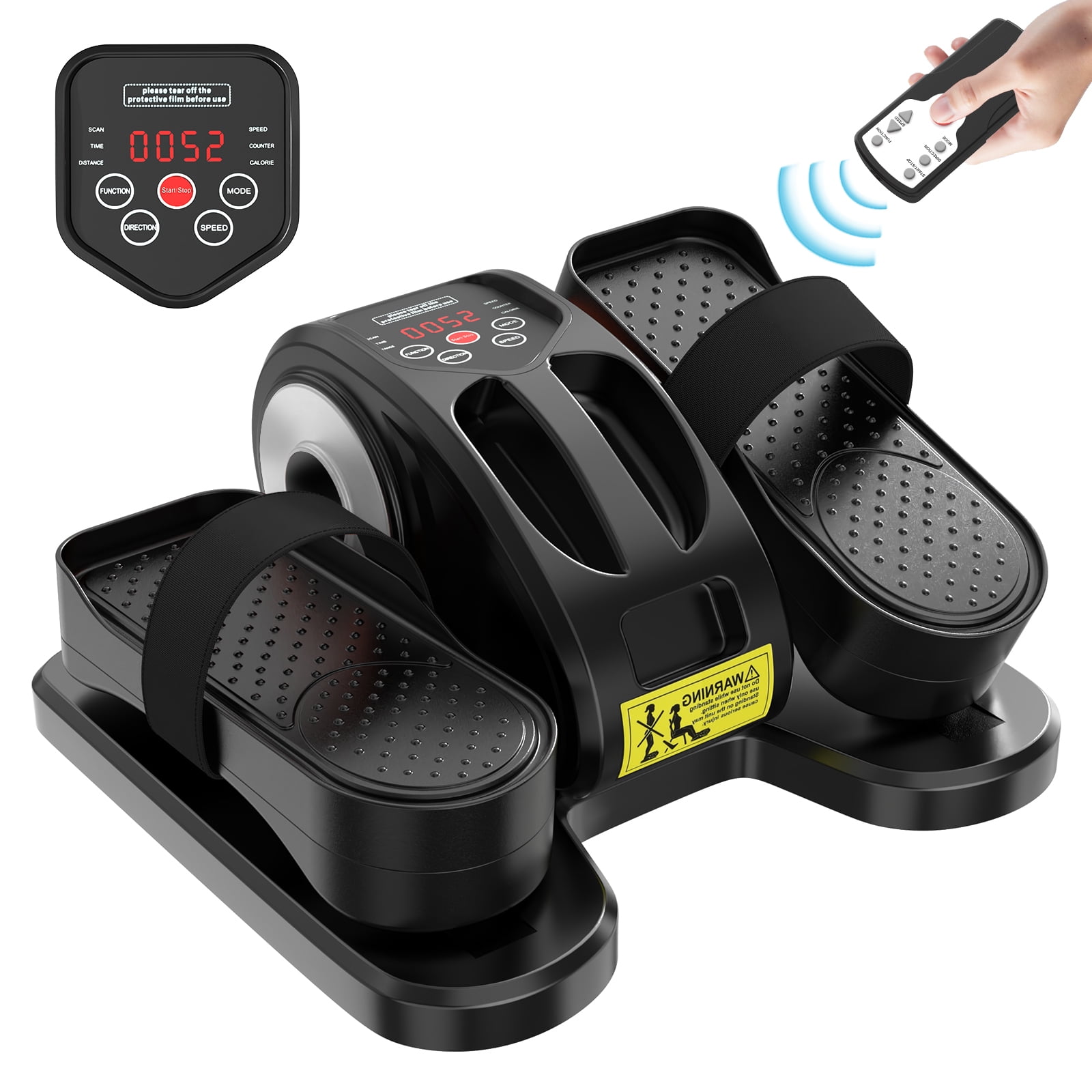 Under Desk Elliptical - Leg Exerciser Machines for Seniors, Seated Elliptical with Remote Control, LCD Display Electric Elliptical Trainers for Home, Ellipse Leg Exerciser with Pedal Straps, Giftable