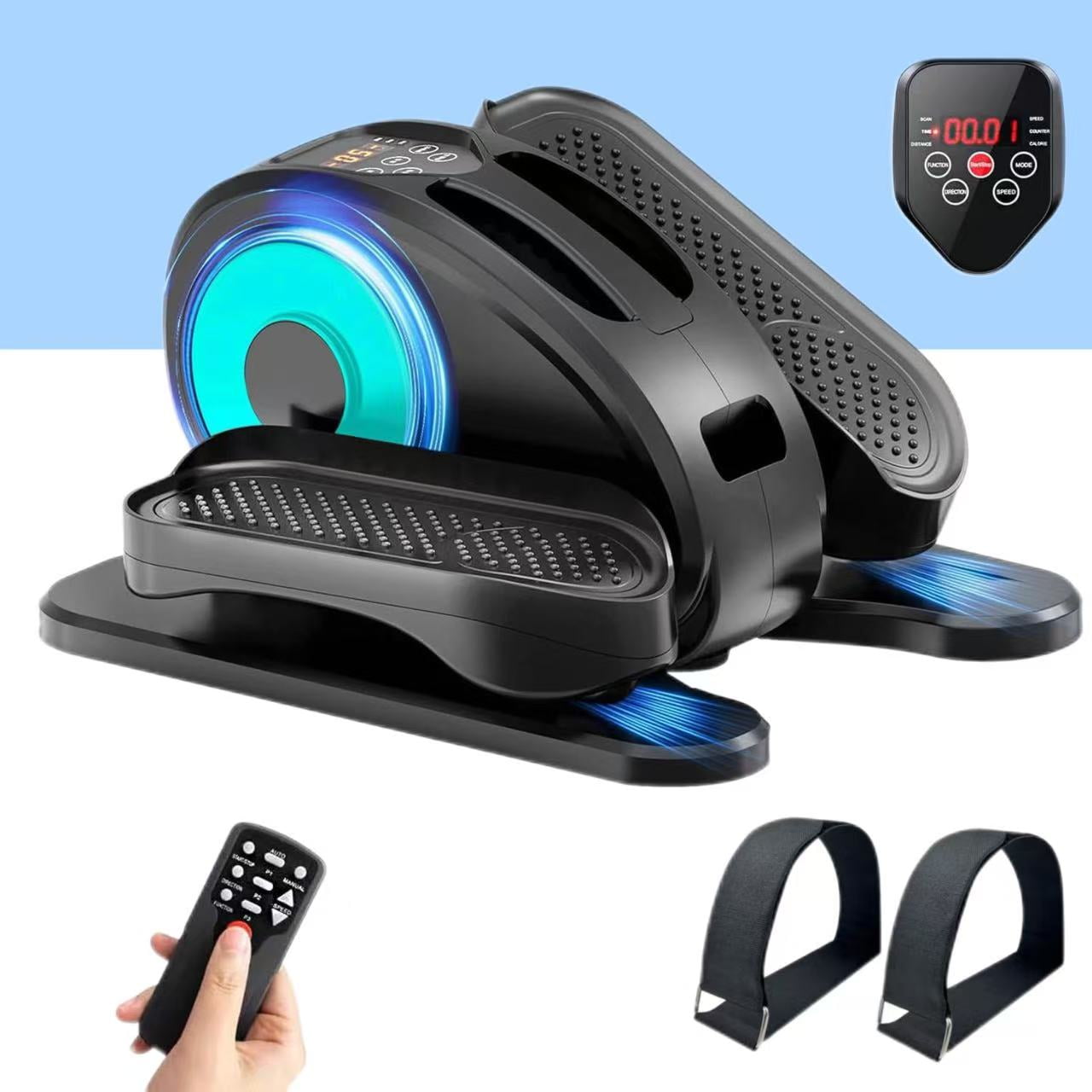 Under Desk Elliptical Machine - Electric, Quiet & Fully Assembled for Seniors. Portable Seated Leg Exerciser with Remote Control. ESL Pedal Trainer