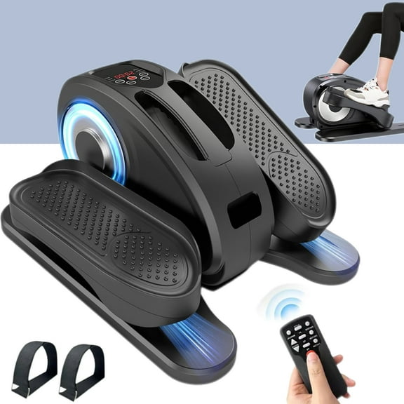 Under Desk Elliptical Machine - Electric, Quiet & Fully Assembled for Seniors. Portable Seated Leg Exerciser with Remote Control. ESL Pedal Trainer