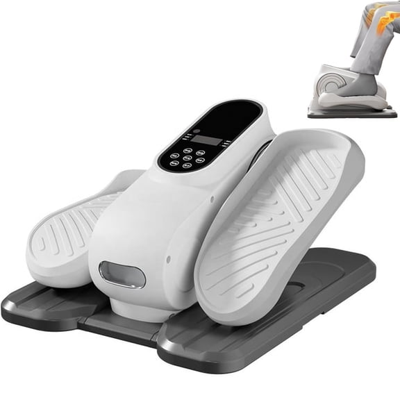 Under Desk Elliptical Machine, Mini Leg Exerciser with Remote Control and Anti Slip Foot Mat, 12 Speed Adjustable Forward Reverse Rotation for Leg Strength, 1-Pack