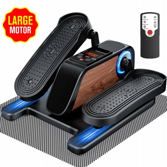 Wefely Under Desk Elliptical Mini Electric Leg Exerciser Sitting for Senior,12 Speed/RF Remote/LCD Display/Non-Slip Mat,Compact Quiet for Home Office