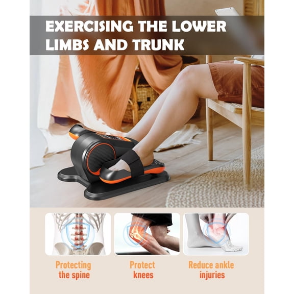 Under Desk Elliptical Machine for Seniors - Quiet Electric Pedal Exerciser with Remote, 13 Speeds, Portable Seated Leg Trainer for Home Office Rehabilitation