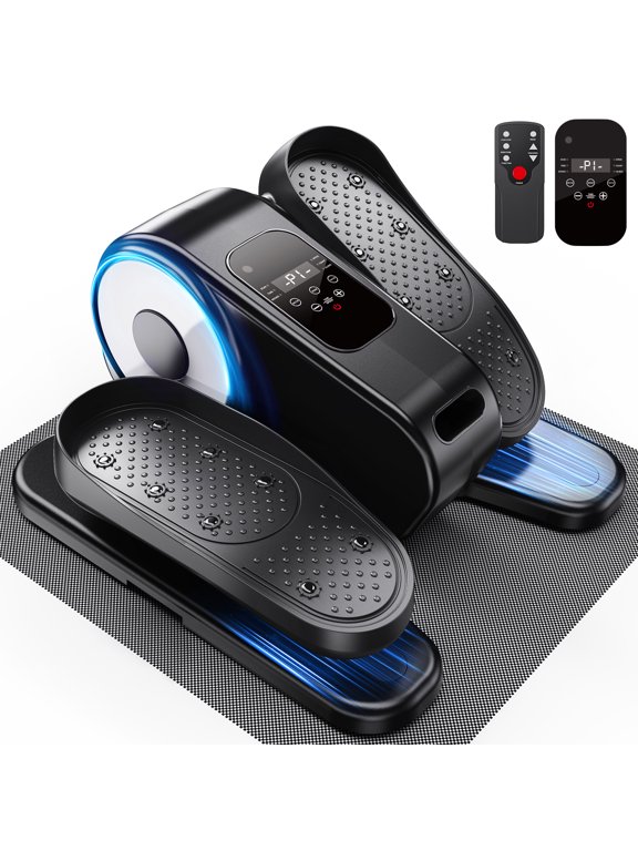 Under Desk Elliptical Machine, Leg Exerciser While Sitting, Quiet Electric Seated Pedal Exerciser with Remote Control & 12 Adjustable Speeds for Home Office, Black