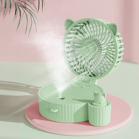 Desk Fan 3-In-1 AC Unit Cools, Mini Cooler Fan with 3-Speed and 7 LED Light, Quiet Cooling Fan for Bedroom Office Room Desk, Green