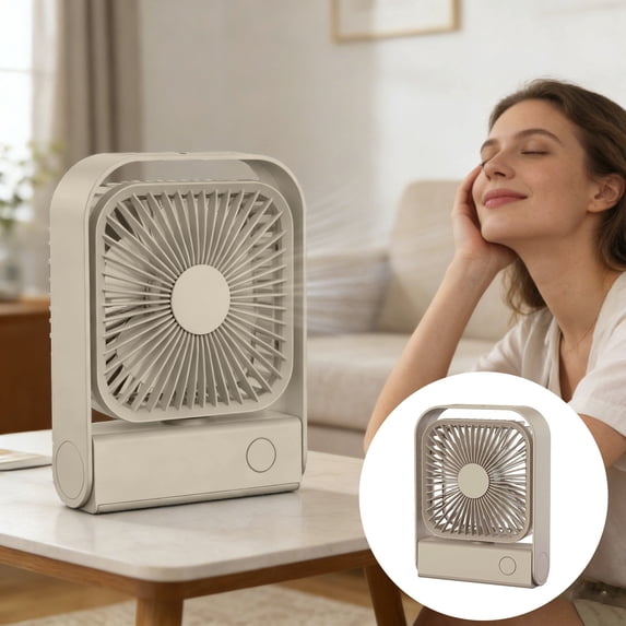 Desk Fan | 4 Speeds Foldable Wind Blower,90 Degree Oscillating Foldable Portable Fan | for Desktop, Travel, Camping, Bedroom, Dorm, Bedside(Khaki)