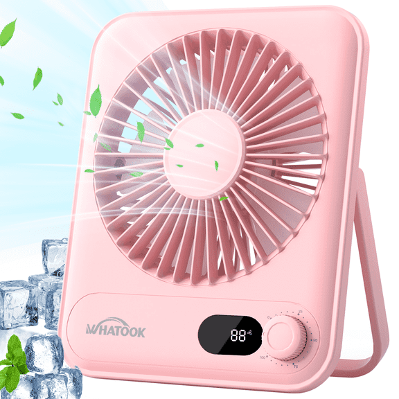 Desk Fan Battery Operated, Portable USB Rechargeable Fan, 2000mAh 180° Tilt Folding Personal Fan With Power Display, 100 Speeds Ultra Quiet Table Fan for Desktop, Home, Travel