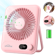 Desk Fan Battery Operated, Portable USB Rechargeable Fan, 5000 mAh 180° Quiet Personal Fan With Power Display, 100 Speeds Adjustable Table Fan for Desktop, Home, Travel