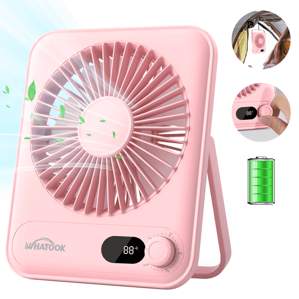 Desk Fan Battery Operated, Portable USB Rechargeable Fan, 5000 mAh 180° Quiet Personal Fan With Power Display, 100 Speeds Adjustable Table Fan for Desktop, Home, Travel