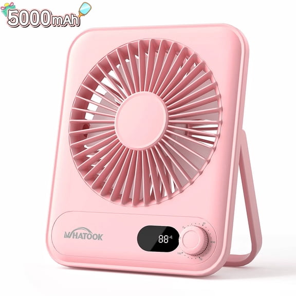 Desk Fan Battery Operated, Portable USB Rechargeable Fan, 5000 mAh 180° Quiet Personal Fan With Power Display, 100 Speeds Adjustable Table Fan for Desktop, Home, Travel
