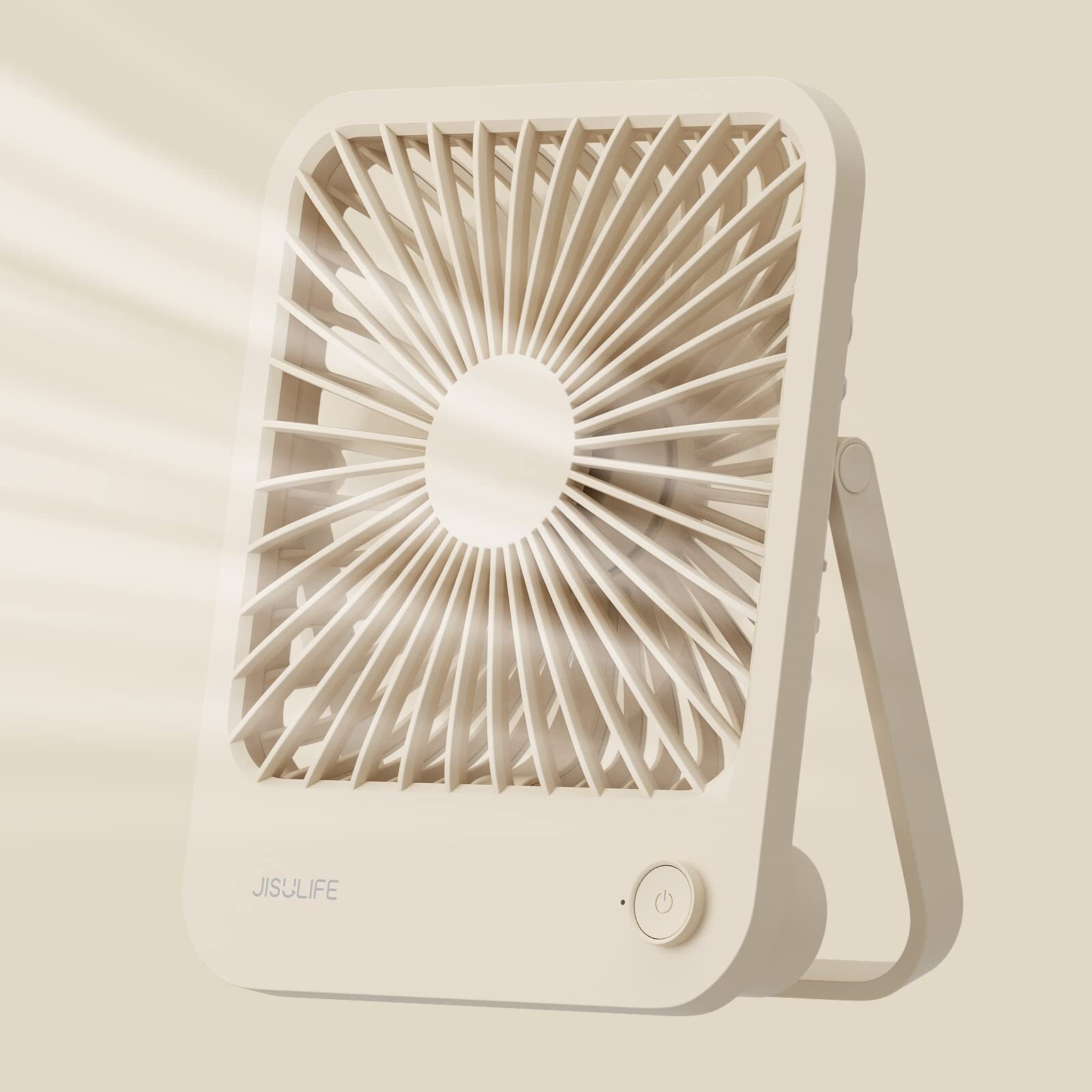 Desk Fan Battery Rechargable Fan，4500mAh 180°Foldable Portable Personal Fan, 4 Speeds Adjustable Long Battery-life for Home Office Travel Outdoor Gifts for Women Men-White