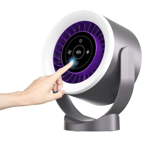 Desk Fan with LED Screen & Ultra Quiet <35dB - 1-100 Speed Levels & Night Light, 360? Adjust, Table & Wall Mountable, 3H/6-Mode Timer, USB Rechargeable for Bedroom, Office, Camping, Kitchen