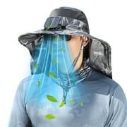 Desk Fan Large Shawl Sun Hat Neck Protector Summer Sun Men's Outdoor Fisherman Hat Big Wind Solar Rechargeable Fan Box Fan