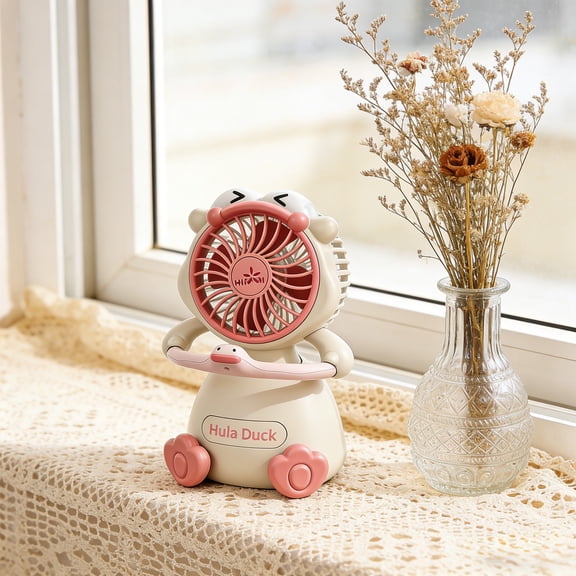 Desk Fan, Mini Desk Fan, Rechargeable Desk Fan, Cute Desk Fan, Dancing Duck Fan, Adjustable Speed Fan, USB Desk Fan, Personal Cooling Fan, Table Fan for Home Office Bedroom Study Dorm Room