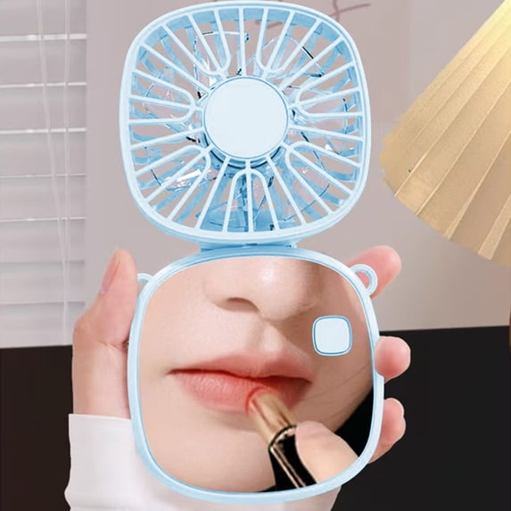 Desk Fan Mini Standing Fan Outdoor Hanging Rope Fan Mirror Fan USB Charging Fan Equipped With Charging Wires Easily Storage Portable Fan For Home Office Travel Outdoor