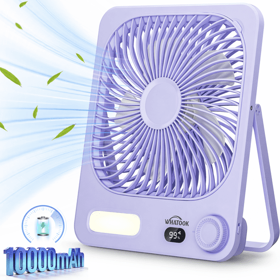 Desk Fan, 10000mAh Battery 40H Runtime Silent Rechargeable Fans, Quiet Personal Portable Fan for Camping Bedroom Office Small Desktop Cooler