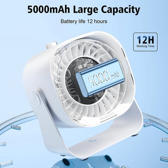 Desk Fan,Quiet Portable Fan,5000mAh Air Circulator Fan with 100 Speeds 220 Adjustable Tilt,Digital Display Table Fans