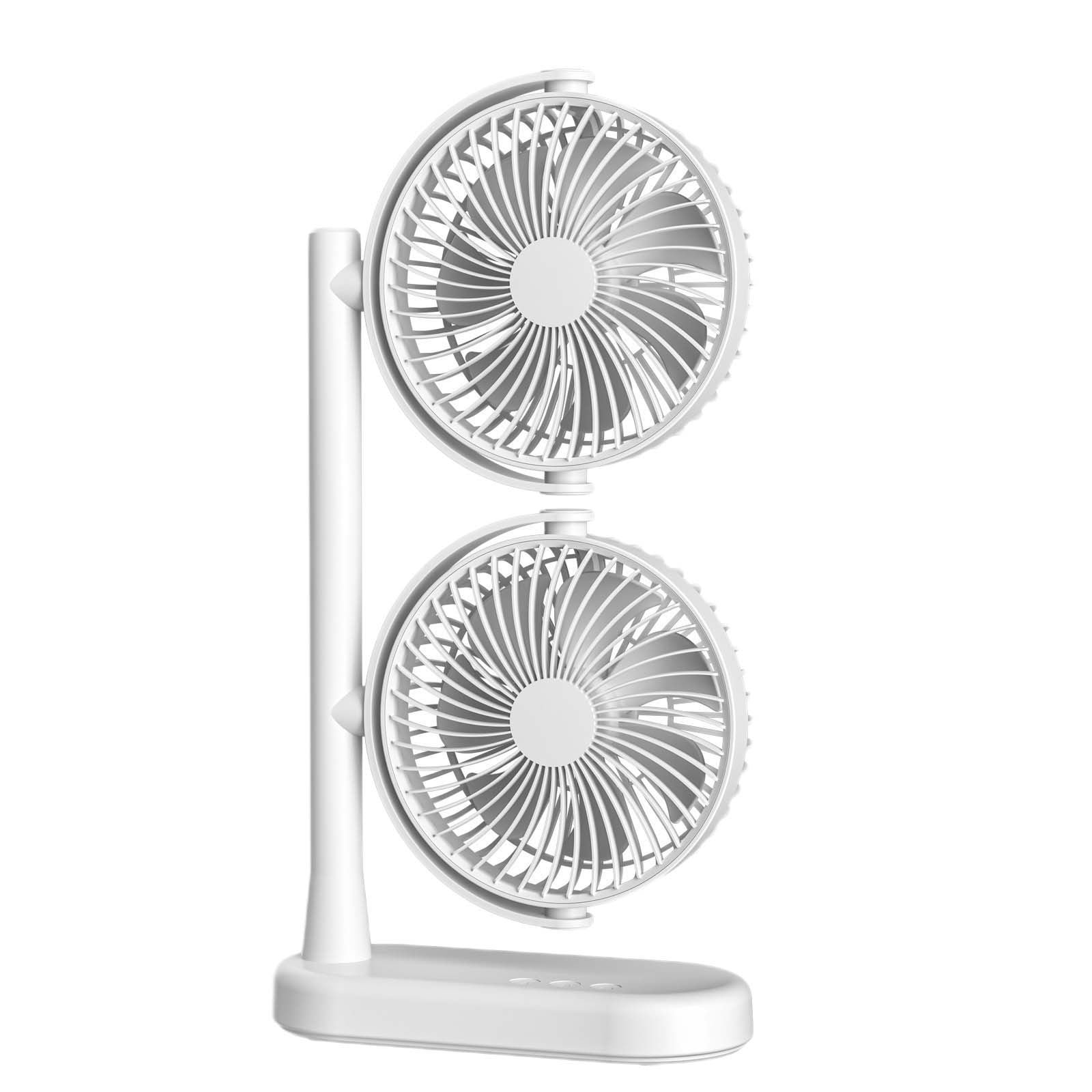 Desk Fan Rechargeable Tower Fan 2 Independent Fans With Horizontal