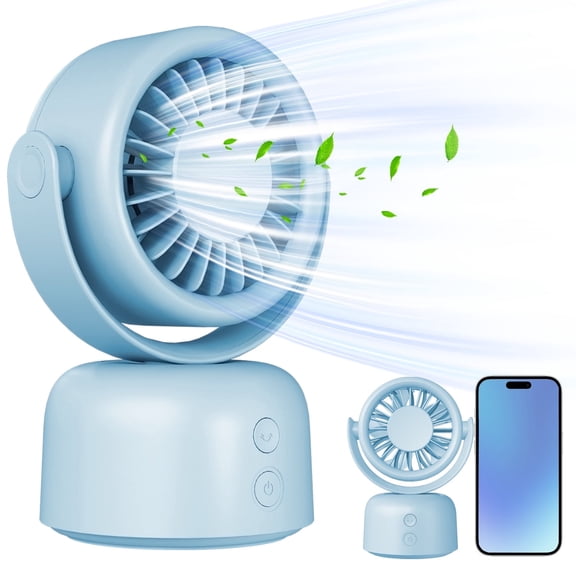 Small Oscillating Desktop Fan for Bedroom, 4.4 Inch with 3 Speeds Rechargeable, for Office/Dorm/Home