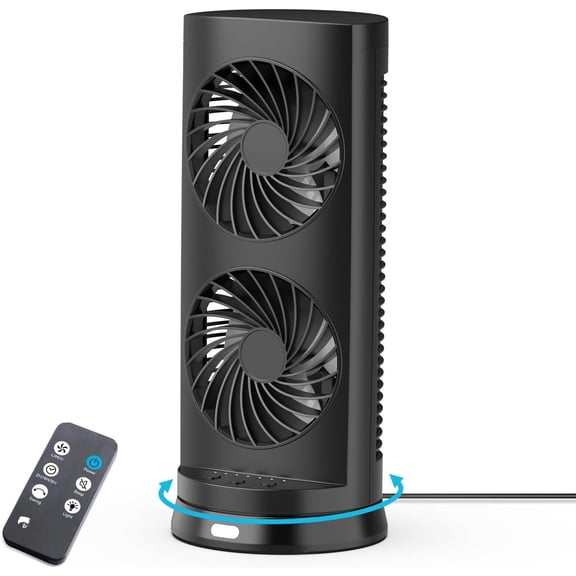Desk Fan USB DC Tower Cooling Fan with Remote Control, DC Portable Oscillating Fan, 3 Speeds, Air Circulation, 110? Oscillation, Table Fan for Bedroom Dorm Room Office Desktop