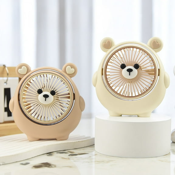 Desk Fan under $5! kkbbma Bear Shape Mini Desk Fan, USB Rechargeable Handheld Fan, 3 Speeds, Quiet Operation, Cute Design for Students