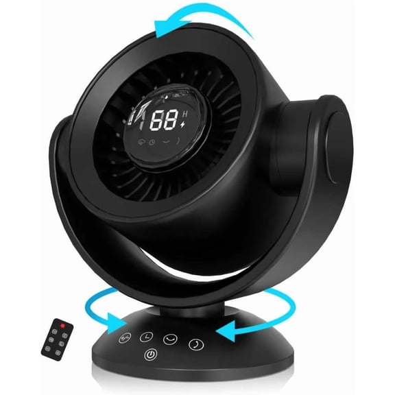 Desk Fans for BedroomAir Circulator Fan90Vertical +120Auto Oscillating,100 Speeds, 10H Timer, Quiet Fan,Digital Display Rechargeable USB, with Remote, Home, OfficeBlack