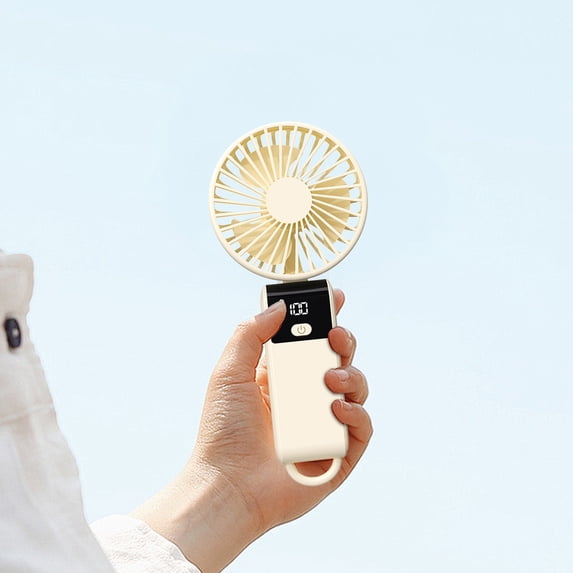 Desk Fans Clearance, 5 Speed Desktop Folding Small Fan USB Charging Portable Handheld Small Fan LED Digital Display Hanging Necks Fan Bring A Hanging Rope