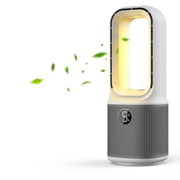 Desk Fans Small Quiet 13 Inch Bladeless Table Fan 5 Speeds for Powerful Airflow 70 Oscillating Fan with Night Light and Timer Desktop Cooling Fan for Bedroom Office Nightstand